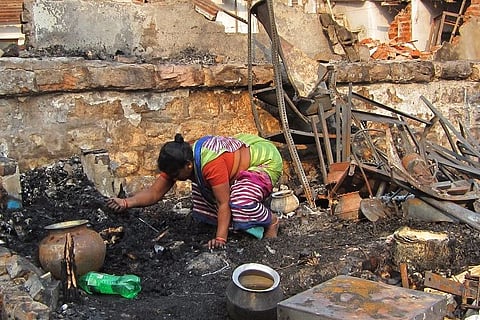 60 huts reduced to ashes after fire breaks out near Hyderabad’s Exhibition Ground