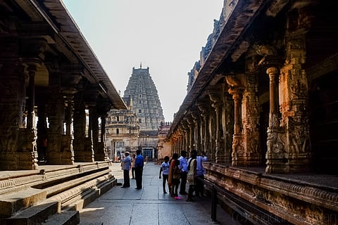 Hampi’s oldest temple, the Virupaksha Temple, escaped the plunder intact and is still in worship