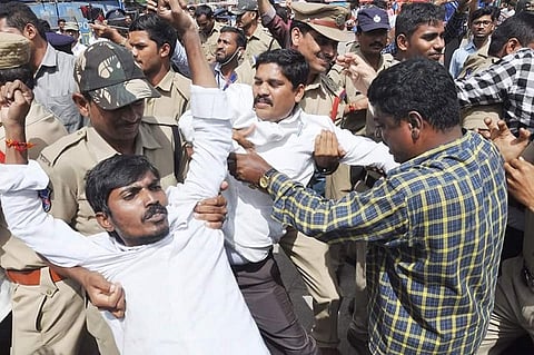 'Begin Metro Rail work in Hyderabad's old city': JAC protests at Charminar