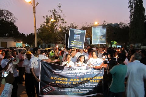 1500 Telangana residents hold candle march to protest road closure