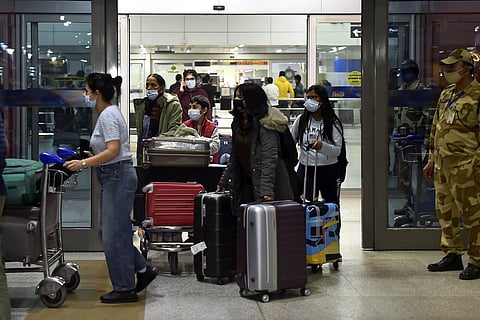 Indians arriving at the Delhi airport from Ukraine
