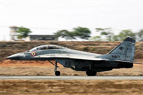 Minor fire after fuel tank falls off from MiG-29 during takeoff in Vizag 