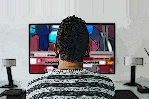 Man watches TV