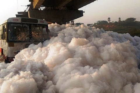 Not just Bengaluru lakes: Watch toxic froth from Hyderabad's Musi river almost engulf a bus
