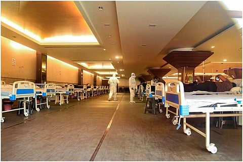 A file image of a COVID19 isolation ward where beds can be seen lined up