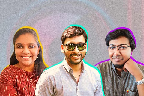 Co-founder of Suno India Padma Priya, RJ Balaji, podcaster and public policy researcher Pavan Srinath