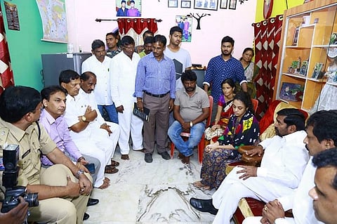 Telangana Min meets caste killing victim Pranay's kin, assures govt job to Amrutha