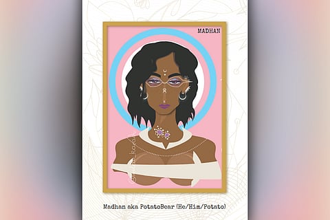Portrait of a non-binary trans person featured in IQueer's calendar