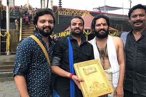 Director RS Vimal visits Sabarimala with 'Mahavir Karna' script