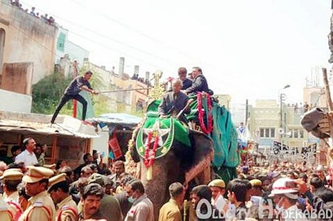 Hyderabad Zoo's elephant 'Rajini' hurt during Muharram procession