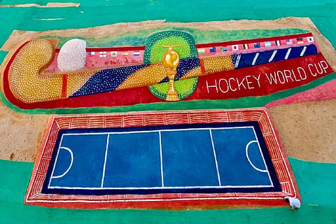 Renowned sand artist Sudarsan Pattnaik builds world's largest hockey stick