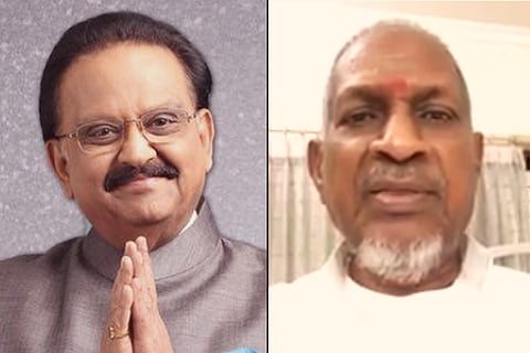 A collage of singer singer SP Balasubrahmanyan and music director Ilayaraaja