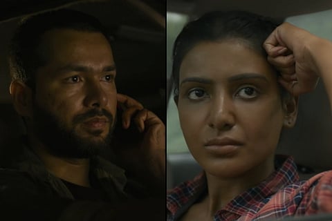 Shahab Ali as Sajad on the left and Samantha Akkineni as Raji on the right.