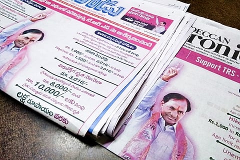 No violation, says EC as TRS and Cong publish ads ahead of Telangana polling