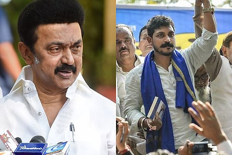 Collage of MK Stalin and Chandrashekhar Azad