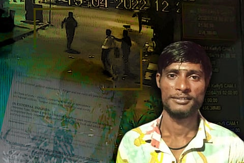 Vignesh against the backdrop of CCTV visual and his autopsy report