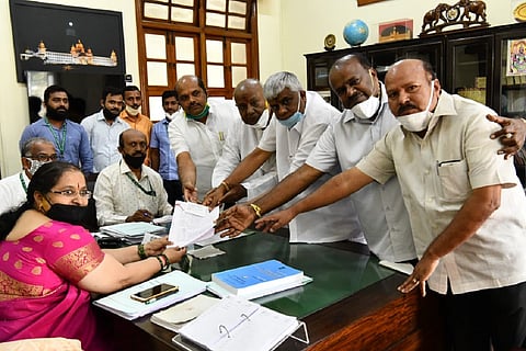 Former Prime Minister HD Deve Gowda files nomination for Rajya Sabha elections