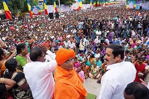What was Swami Agnivesh doing with the PMK in Tamil Nadu?