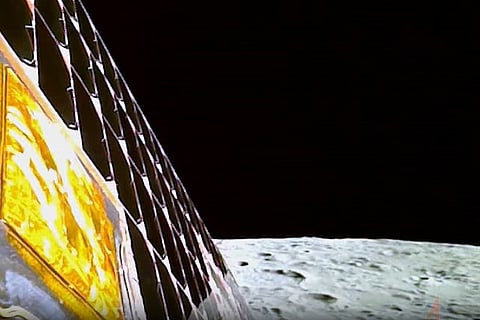 The moon, as seen by Lander Imager Camera 4 on August 20, 2023