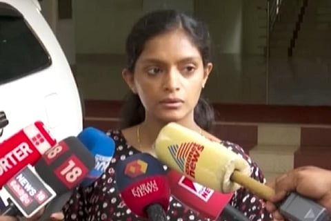 Geethu speaks to the media