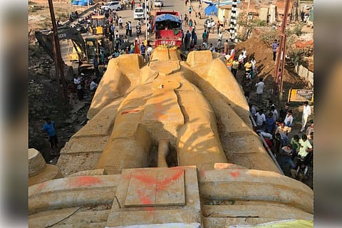 For one massive Hanuman statue, road destroyed and traffic stalled in Bengaluru