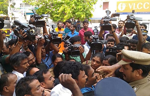 Dramatic scenes outside DGP office, Jishnu's family forcibly removed and arrested
