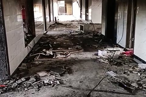 Burnt building in Sakthi Matriculation School