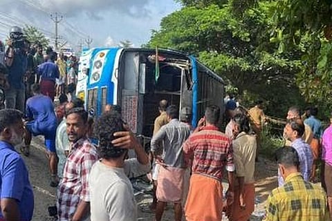 Private bus overturns in Kerala’s Thrissur