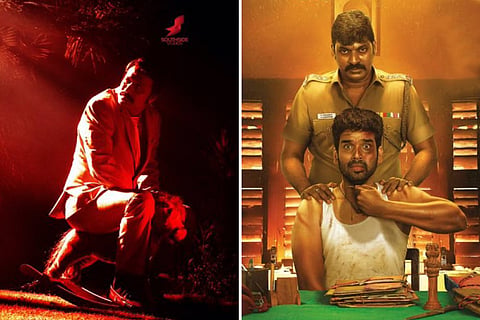 Poster from Nenjam Marapathillai on the left and Kaval Thurai Ungal Nanban on the right. 