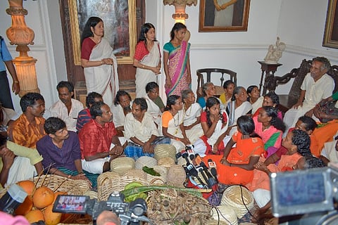  In line with Onam tradition, people from Kani tribe offer gifts to Travancore royalty