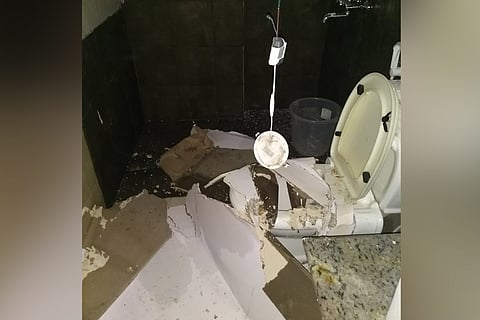 A collapsed roof 