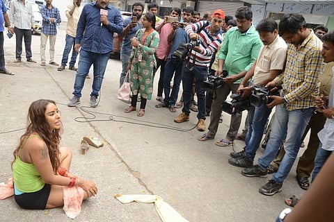 Sri Reddy strips in public to protest against alleged sexual harassment in Tollywood
