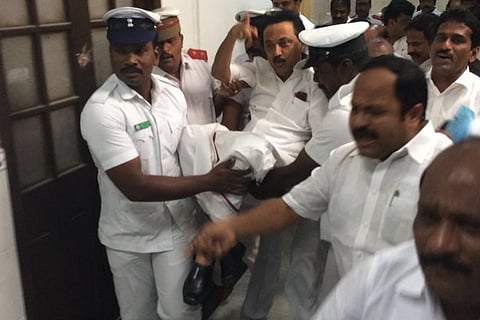 Chaos in TN Assembly: DMK MLAs suspended and evicted, Stalin forced out by marshals