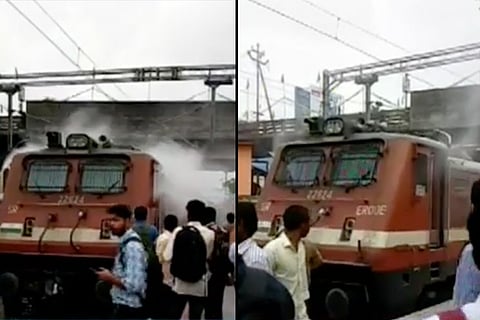 Smoke billows out of engine of Guruvayur-Ernakulam passenger train