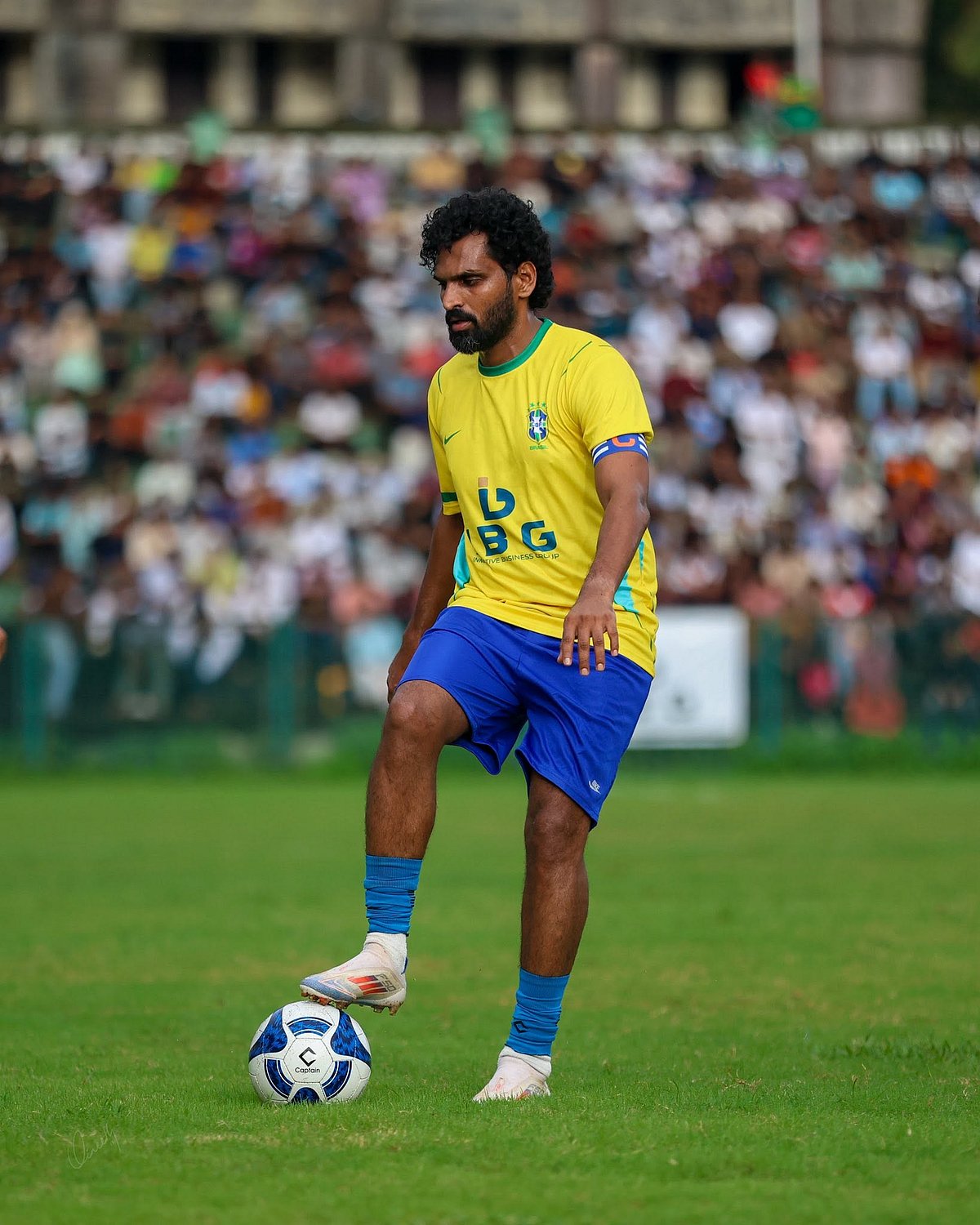 Footballer C K Vineeth on ground