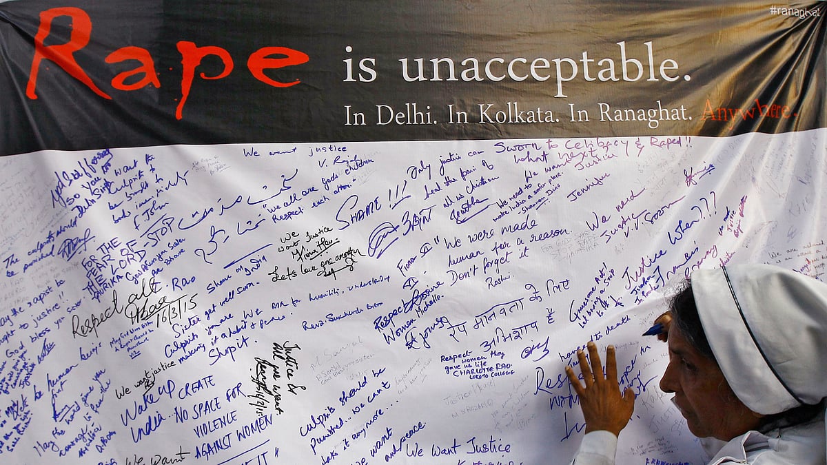 Signatures on an anti-rape banner. (Photo: Reuters)