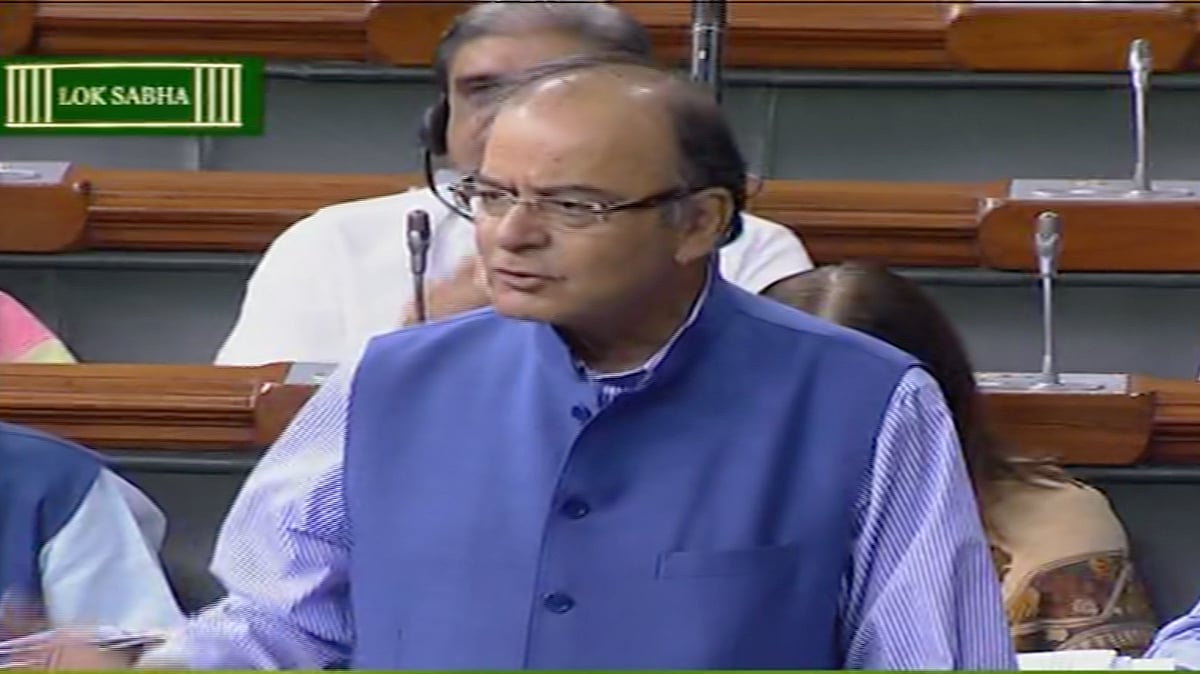 Arun Jaitley, Union Finance Minister introduces Goods and Services Tax in Lok Sabha. (Photo: ANI screenshot)
