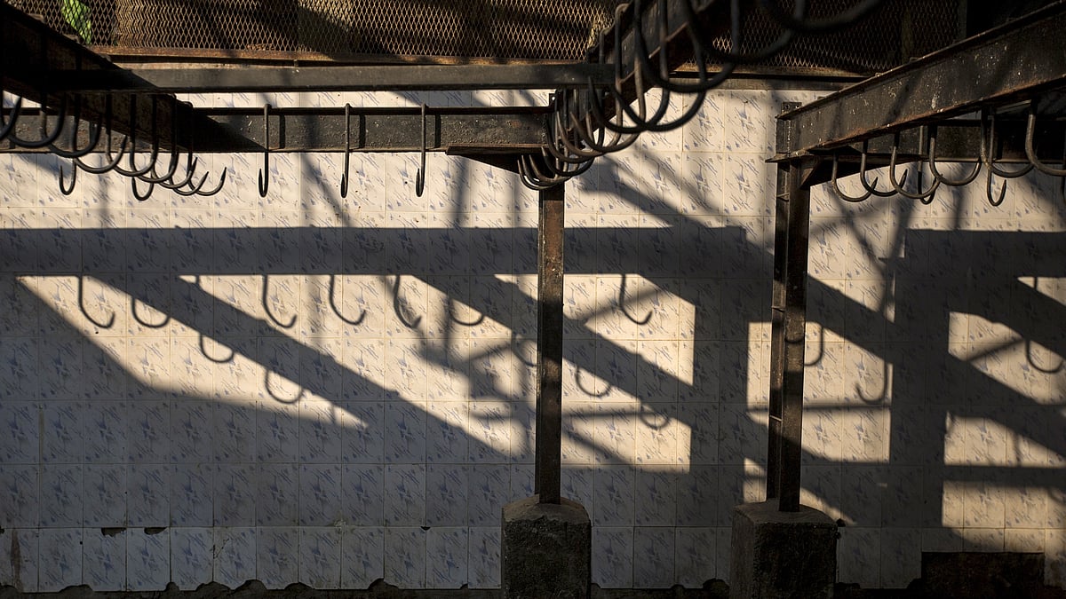 Empty meat hooks at a shed in a slaughterhouse. (Photo: Reuters)