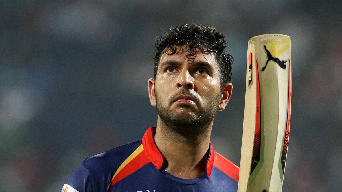 Yuvraj Singh acknowledges the crowd during an IPL match. (Photo: BCCI/PTI)