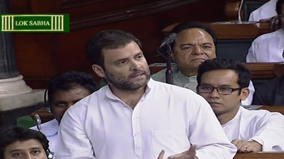 Congress MP Rahul Gandhi in Lok Sabha.