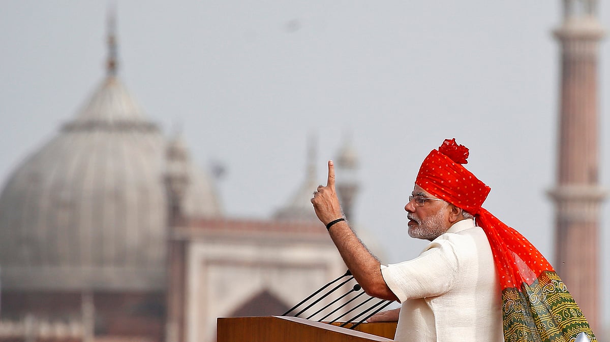 PM Modi at his agenda-setting speech in Aug 15, 2014. Image has been edited. (Photo: Reuters)