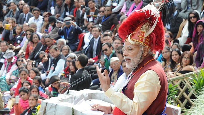 Prime Minister Narendra Modi during the inauguration of the Hornbill Festival in Kohima, December 1,2014. (Photo: narendramodi.in)