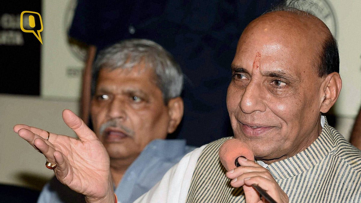 Rajnath Singh at&nbsp;a press Conference in Kolkata. (Source PTI)