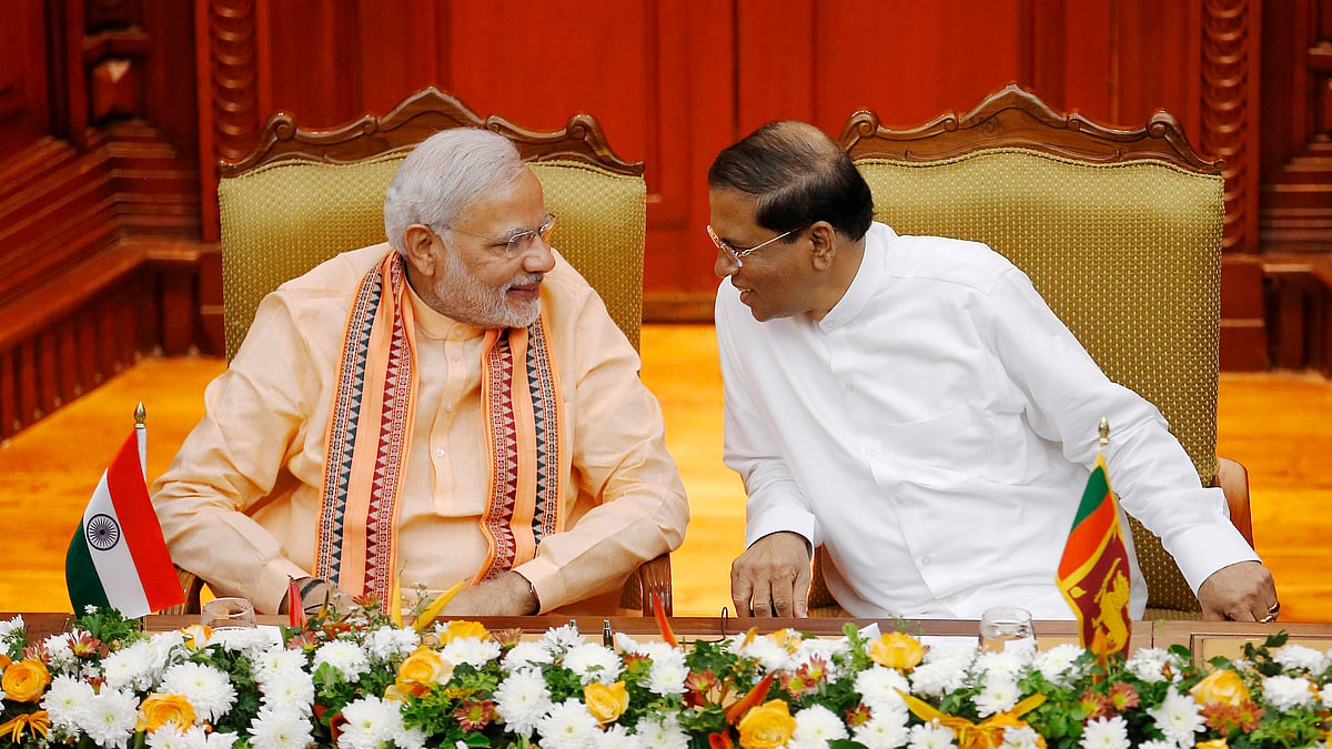 <!--StartFragment--> Prime Minister Modi talks to Sri Lanka’s President Sirisena at the Presidential Secretariat (Photo: Reuters)<!--EndFragment-->