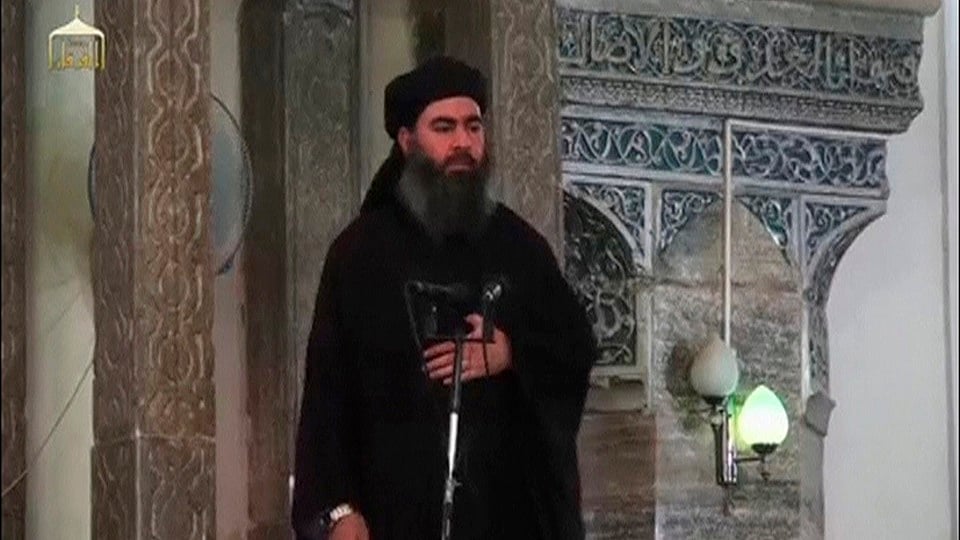 Abu Bakr al-Baghdadi, the chief of ISIS delivering a sermon. (Photo: Reuters)