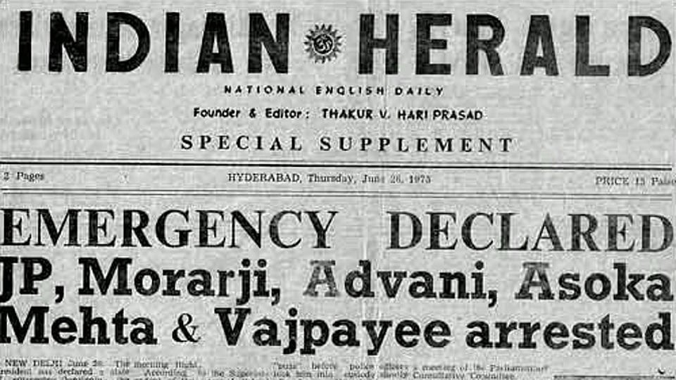 <i>Indian Herald</i>’s front page on June 26, 1975.&nbsp;(Courtesy: Twitter)