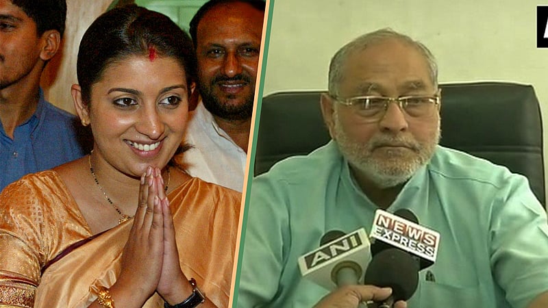 (L) Smriti Irani (Photo: Reuters) and (R) Narendra Modi’s brother Prahlad Modi (Photo Courtesy: ANI Screengrab)