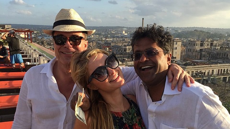 Lalit Modi with Paris Hilton in Cuba. (Photo Courtesy: <a href="https://www.instagram.com/lalitkmodi/">Lalit Modi’s Instagram page</a>)