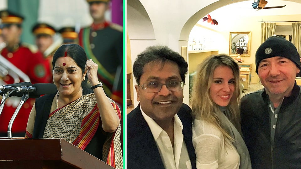 Sushma Swaraj finds herself in her tight spot. But her silence on the matter will only inflict further damage (Photo: Reuters, <a href="https://instagram.com/lalitkmodi/">Lalit Modi’s instagram account</a>)