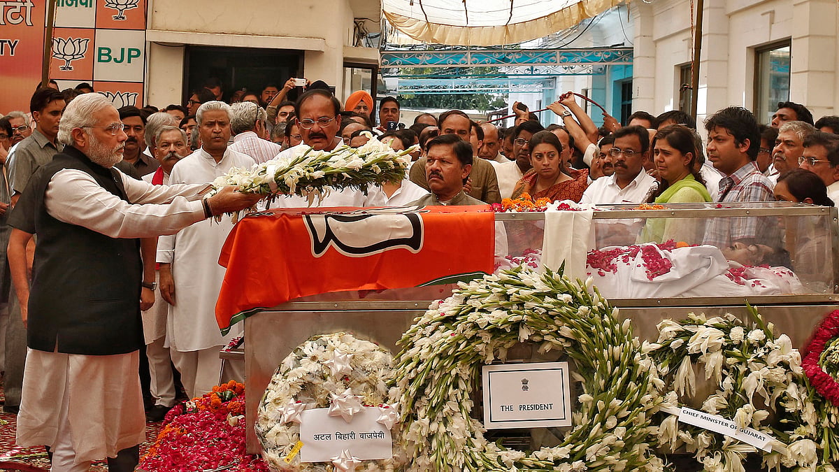 Prime Minister Narendra Modi at Gopinath Munde’s funeral, a year ago from today. (Picture: Reuters)